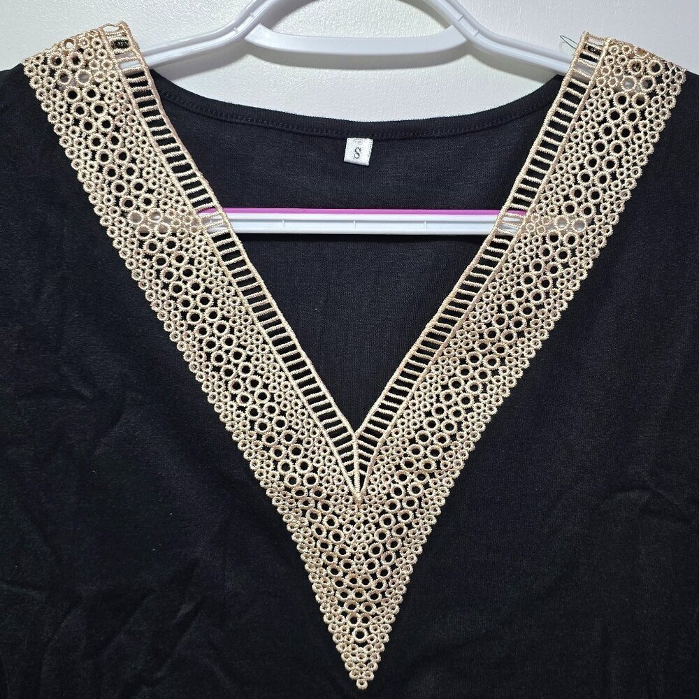 Agseem Black Long Sleeve Light Top with Lace - Brand New with Tags Small - Picture 2 of 2